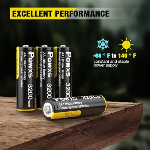 Image of POWXS 3200mAh 1.5V AA Lithium Batteries 16 Pack