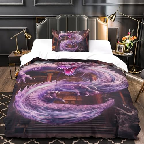 Housse de couette dragon 3D en microfibre pour en finir avec la couette qui glisse - 4