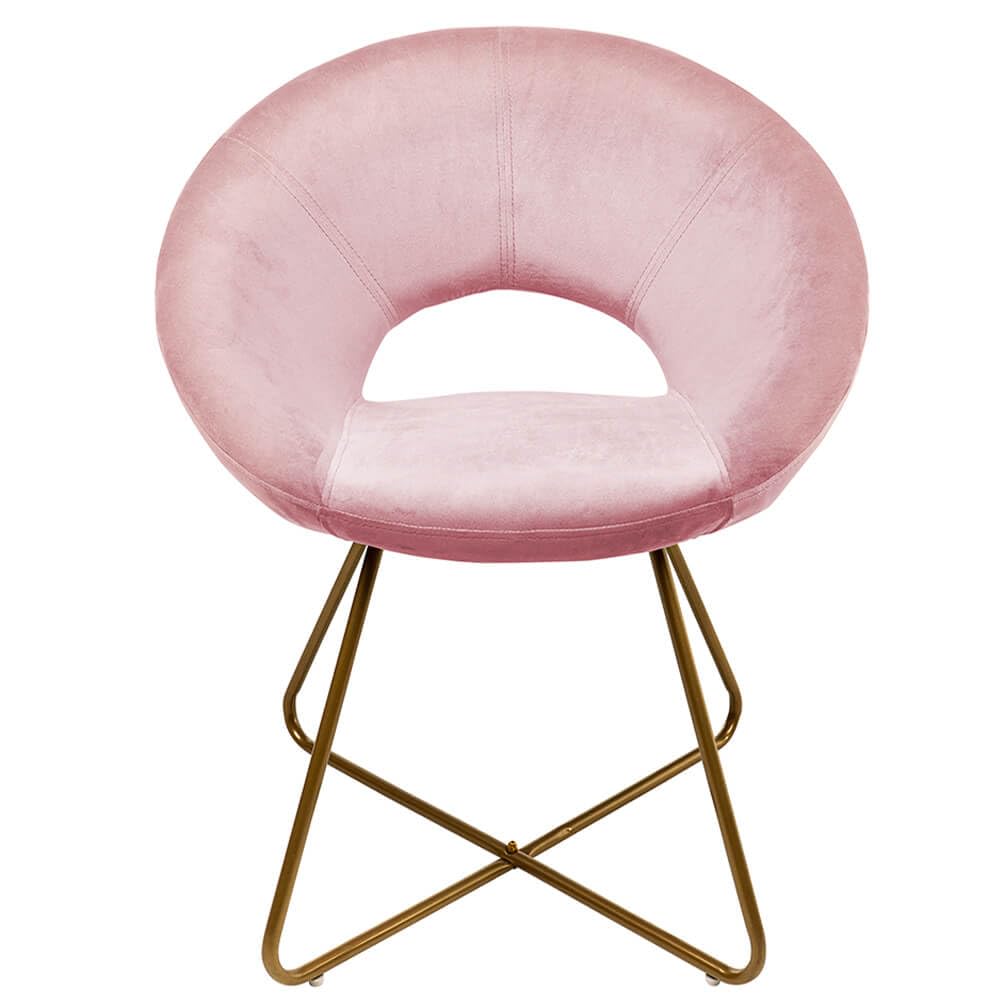Home Deluxe SELESA Samt-Esszimmerstuhl – Rosa mit Gold-Gestell