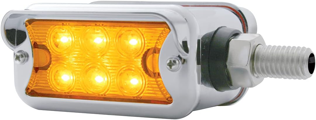 United Pacific 39418 6 LED Dual Function Double Face Light with Horizontal Bezel (Amber & Red LED/Amber & Red Lens)