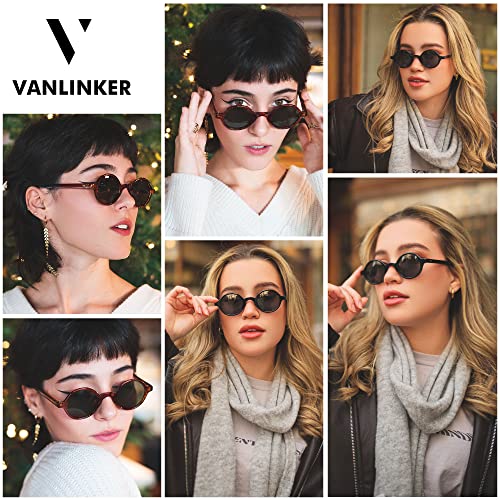 VANLINKER Round Polarized Sunglasses for Men Women Hippie Costume Sun Glasses 90s Circle VL96992