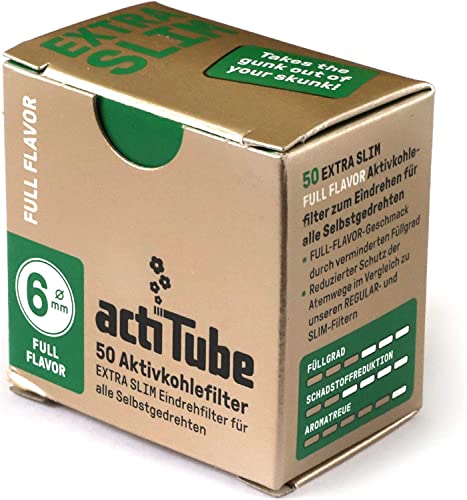 actiTube - Filtros de carbón activado extrafinos de 6 mm de diámetro, 50 filtros por paquete, 4 paquetes (200 filtros)