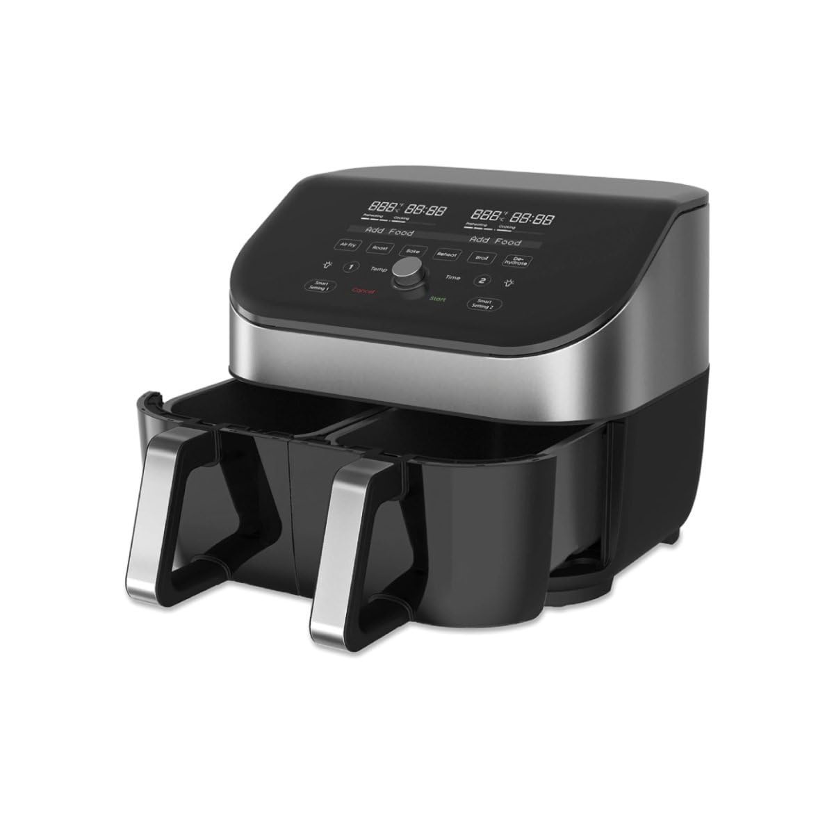 Instant Vortex Plus Double Basket with ClearCook - 7.6L Digital Hot Air Fryer, Stainless Steel, 8-in-1 Smart Programs - Frying, Baking, Roasting, Grilling, Dehydrating, Warming, XL Capacity -1700 W