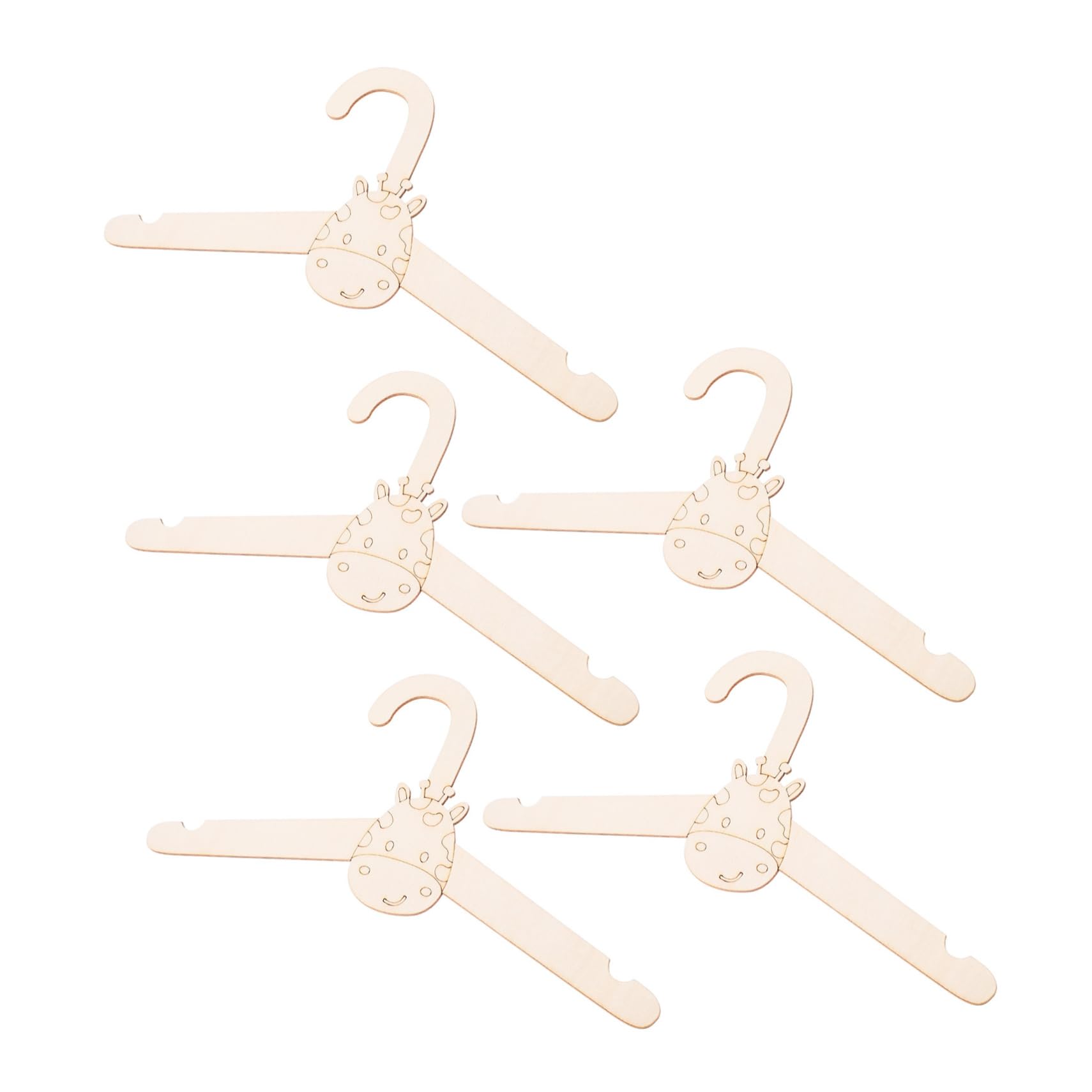 Levemolo 5pcs Wooden Boys and Girls Hangers Giraffe Animal Faces Baby Clothes Hangers for Nursery and Home Decor