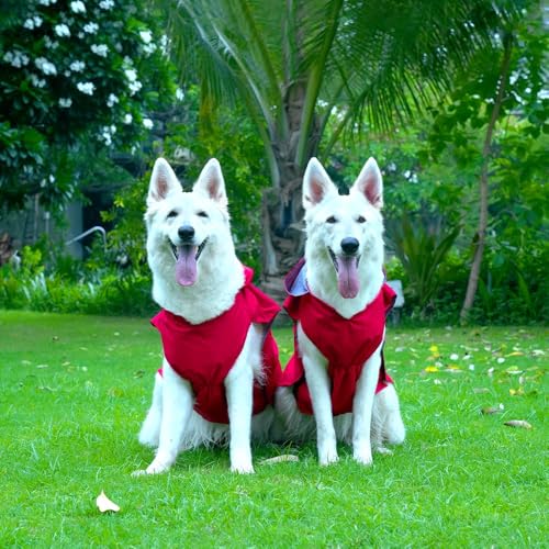 Image of Ezra Sleeveless Dog Raincoat with Velcro Straps - Waterproof, Lightweight & Easy-to-Wear Rain Jacket for Dogs (Red, 3XL)