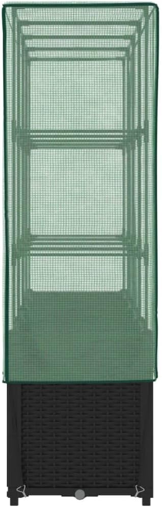 vidaXL Raised Bed Black, Green Polypropylene, Iron, Polyethylene Large