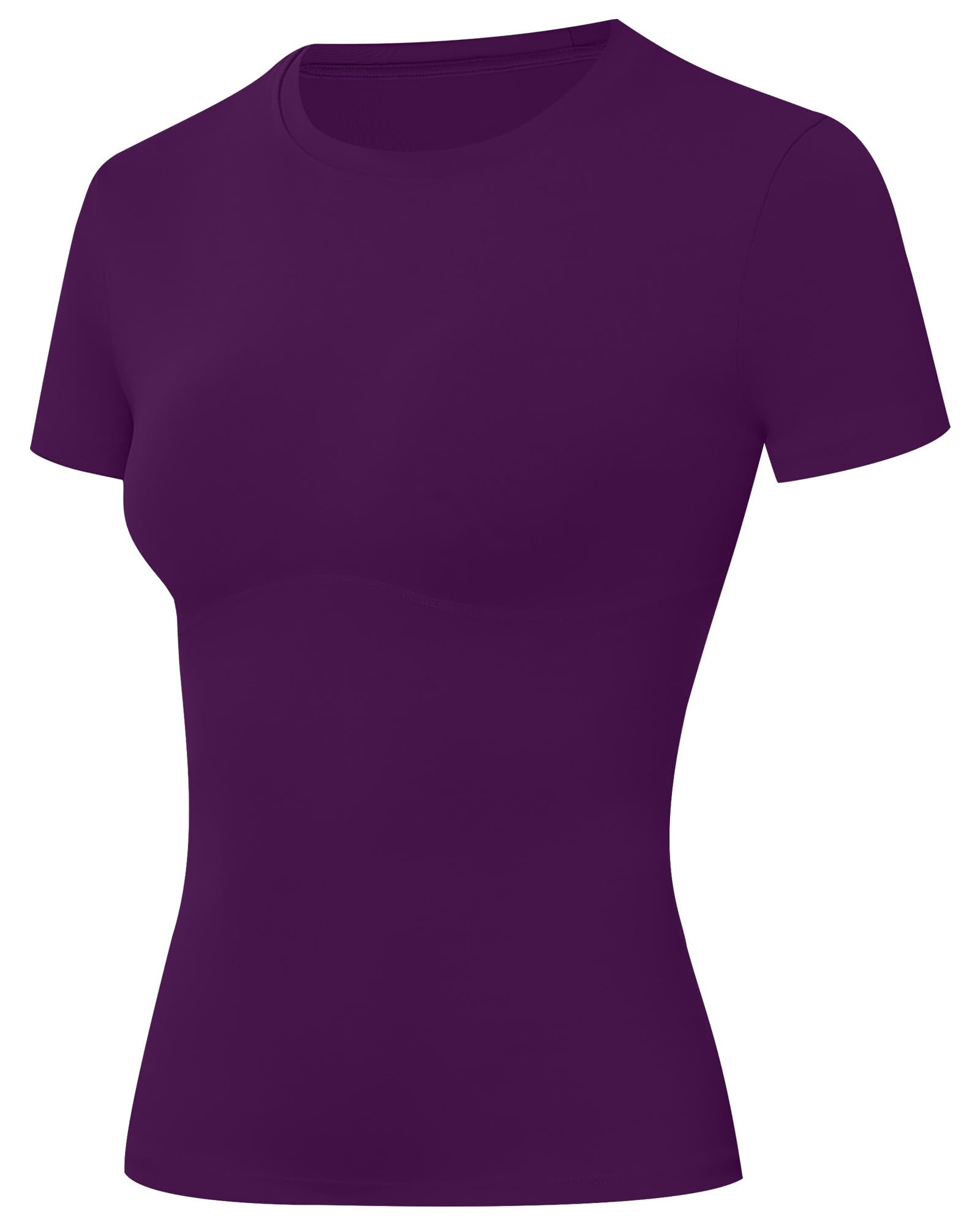 Moozava Women's Compression Shirt Short Sleeve Workout Tops Athletic T-Shirts Base Layer for Gym Running Yoga Sports