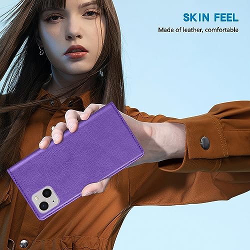 Image of ZZXX for iPhone 13 Wallet Case Strong Magnetic 6.1 inch,Purple