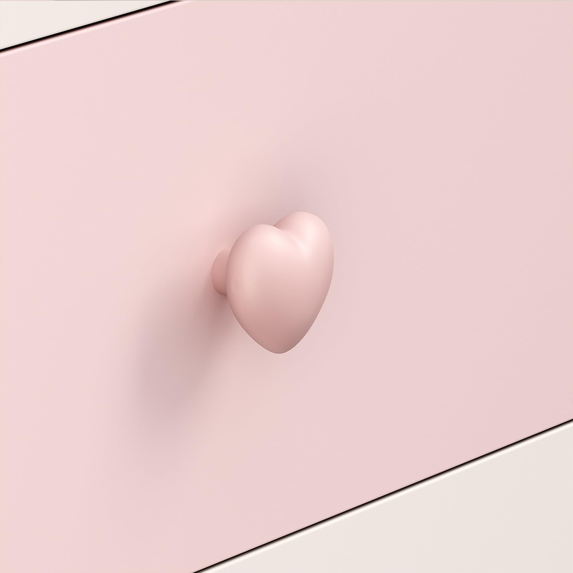 [en.casa] Mesita de Noche Infantil Sandnes Cajonera Mesa Auxiliar para Niños con 3 Cajones Pomo en Forma de Corazón para Habitación Infantil Sala de Juegos MDF/Pino 62 x 38 x 30 cm - Blanco/Rosa