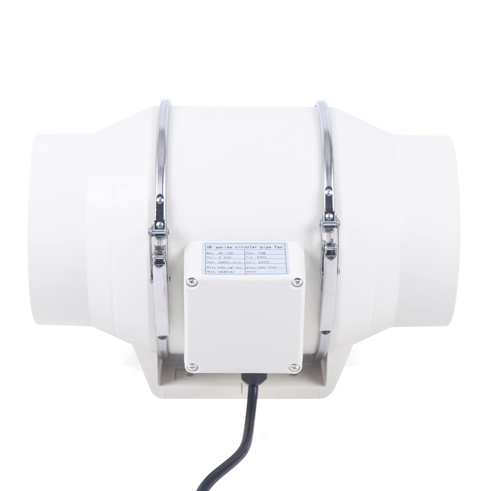 150mm Rohrventilator Abluftventilator 2600rpm Abluftventilator Hochleistungs Rohrventilator Mischstrom Lüftungsanlage Abluft für Zimmer Badezimmer Küche