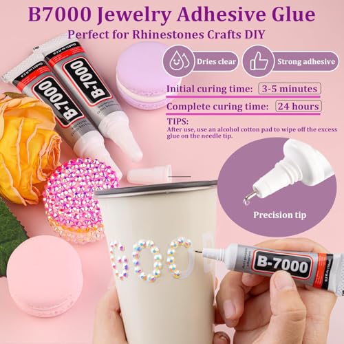 Image of Resin Rhinestones for Crafting with 3Pcs 10ml B7000 Jewelry Glue, 1 Box Beige AB Flatback Gems Crystals Diamond for Bedazzling Crafts DIY Nail Art Makeup, Gems for Clothing Tumblers Shoes