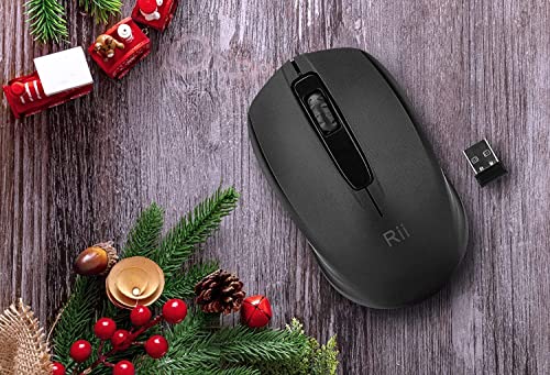 Image of Rii Wireless Mouse, 2.4G Portable Computer Mice for PC, Laptop, Windows,Office Included Wireless USB dongle (Black)