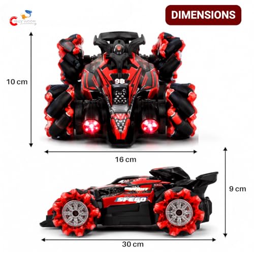 Image of Remote Control Stunt Drift Car with Double Spray Mist, 360 Rotation, LED Lights, Music, 2.4GHz RC, Rechargeable Battery, All Terrain Racing Toy Car for Kids Boys & Girls 3+ Years