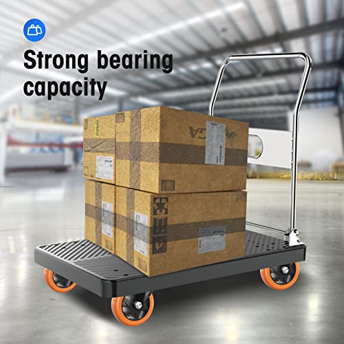 Image of 5 inch Swivel Plate Casters, 1400Lbs Capacity with Brake | Orange, 4-Pack, PU Wheels, Double Ball Bearings, Quiet & Non-Marking, for Workbenches