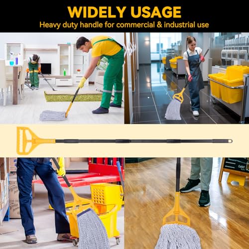 Image of Mop Handle Commercial Heavy Duty - 57 Inch Industrial Metal Mop Stick Replacement for Floor Cleaning - Professional Mops Head Replacement Holder