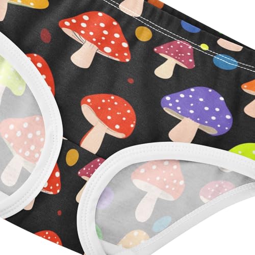 Whimsical Colorful Mushrooms Black Panties for Girl Toddler Girls Underwear Cotton Fancy Underpants Briefs 2t4