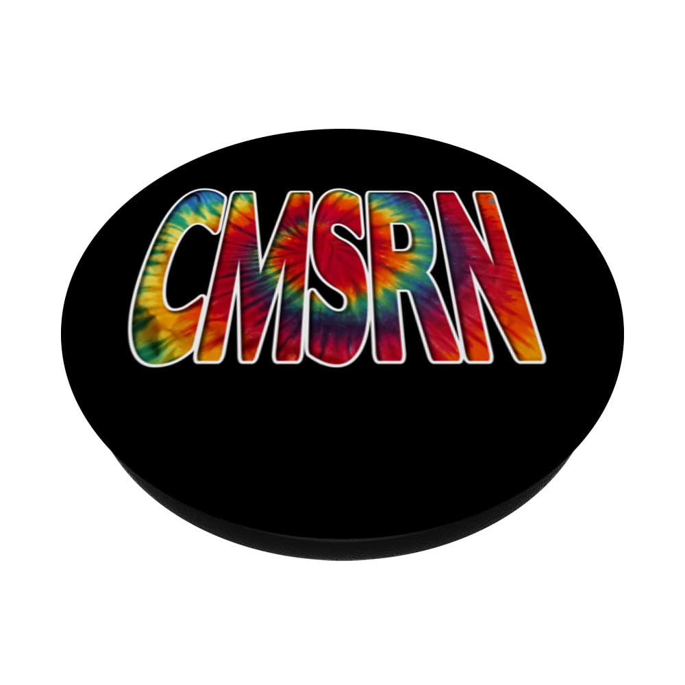 Nurses Tie-Dye Groovy CMSRN PopSockets Swappable PopGrip, Black - Image 2