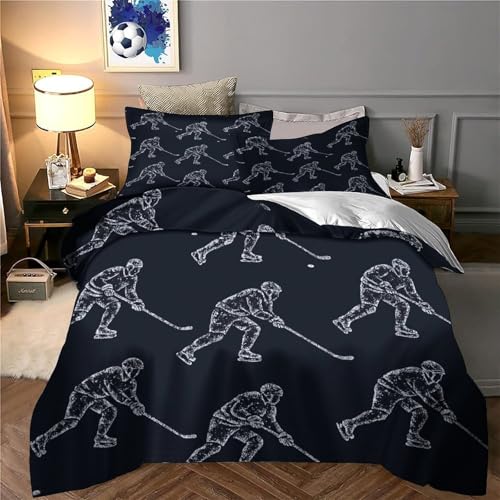Parure de lit hockey 140x200cm avec housse de couette en microfibre pour lit enfant single - 6