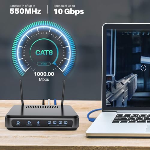 Image of Madhabi Cat5 Ethernet Cable 30M - High-Speed 10Gbps 550MHz UTP LAN Network Cable with RJ45 Connectors for Router, Modem, Laptop, PC, Smart TV, Gaming Console, Switch, Internet Connection - Blue