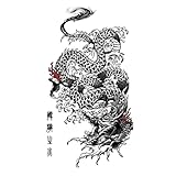 MapofBeauty 2 pcs Black Dragon Prints Temporary Waterproof Tattoo Sticker