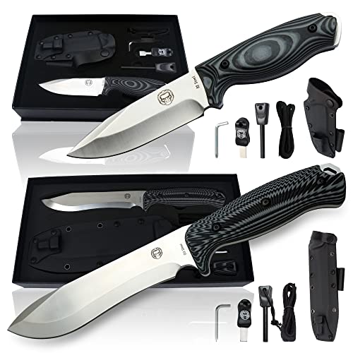 D2 Damascus Steel Survival Knife Gift Set and Large D2