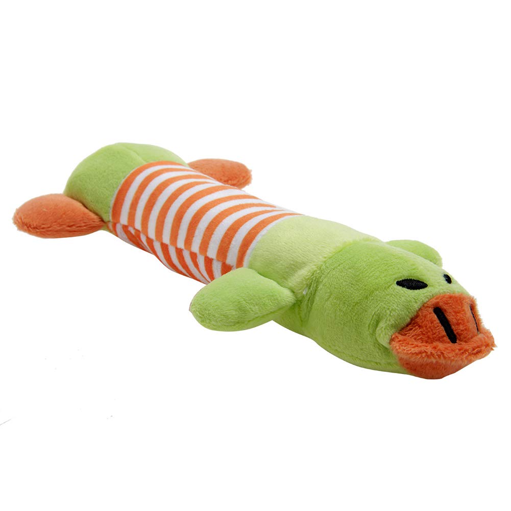 N/hionre Sound Squeaky Interactive Toys for Pets, Cute Duck Plush Doll Molar Chew Bite-Resistant Toy for Pet Dog Cats Green
