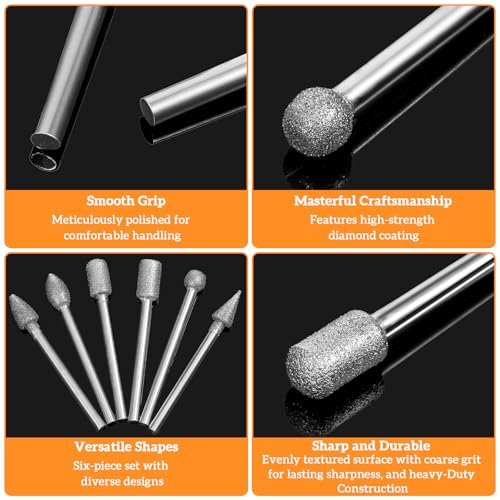 20 Stück Diamant Fräser Set, Diamant Frässtifte mit 1/8-Schaft für Rotationswerkzeugzubehör, Keramik-Nagelbohrer, für Stein, Glas, Keramik, Schleifen, Polieren und Gravieren (Körnung 120)