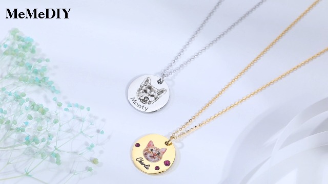 Collana Personalizzata Con Foto Del Tuo Animale - Ciondolo Con Ritratto Cane O Gatto Inciso - Regalo Emozionale Per Amanti Degli Animali - Foto 5