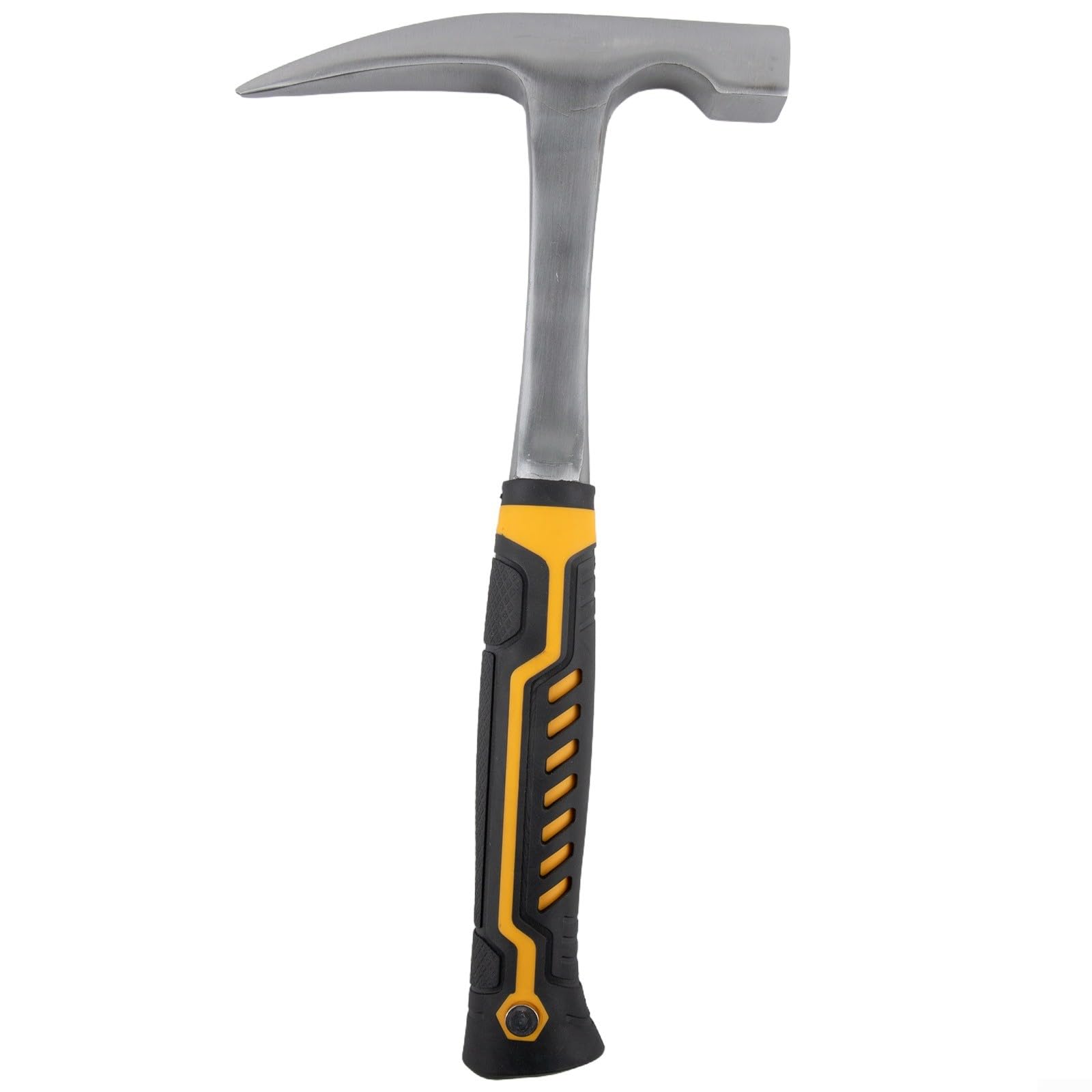 Marteau géologique, pic à pierre à double tête en acier 45 avec poignée en caoutchouc antidérapant, options de taille 280 mm/320 mm pour l'exploitation minière/maçonnerie/exploration extérieure, jaune