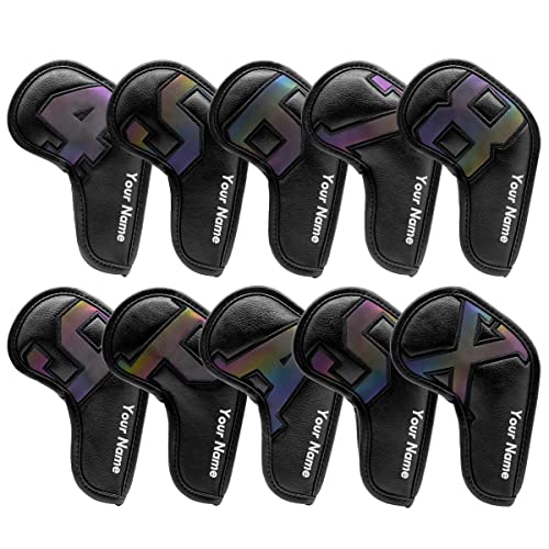 Montale Golf Iron Covers 10pcs Leather Colorful Golf Iron Headcovers,Golf Club Head Covers for Most Brand Customize & Non-Customiz