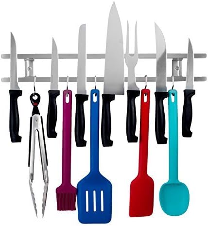 Cuchillo Tenedor18en. Calidad PremiumAcero inoxidable magnético steel- fácil instalaciónIncluye 6ganchosAccesorio de espacio para cuchillos,