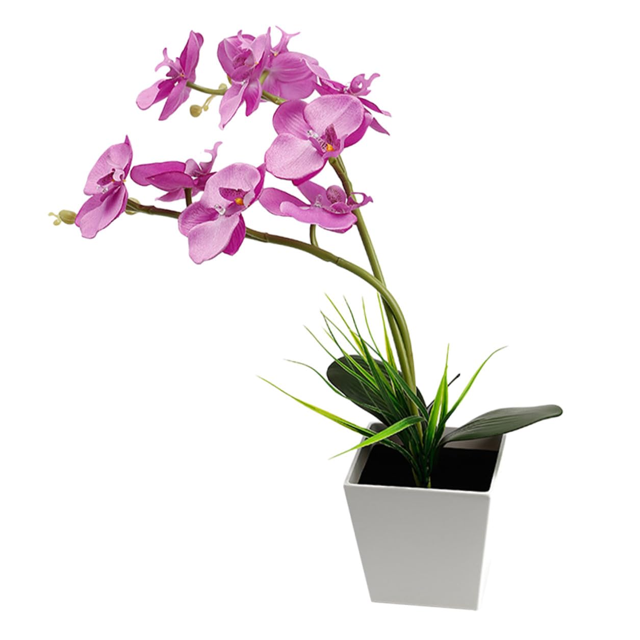 9 LED Orchideen Blumenleuchte aus Kunststoff und Seidenstoff
