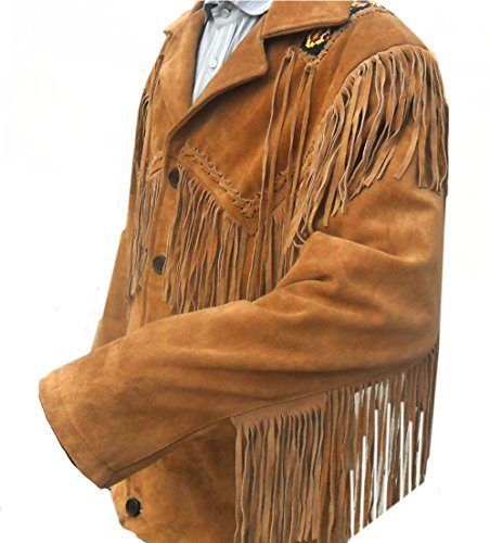 Classyak Western Genuine Leather Coat, Fringed & Bead Work, Xs-5xl2