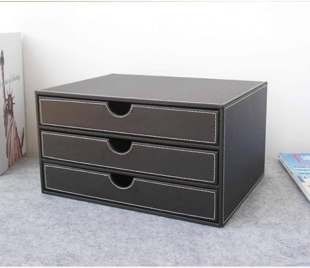 Schedario da ufficio nero – 3 strati desktop Storage nizer per documenti A4 cassetto in plastica File Manager Cancelleria Storage Box ideale per forniture per ufficio e soluzioni di archiviazione