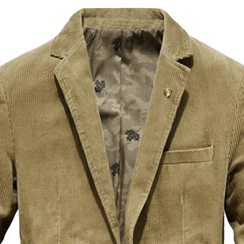 Men's Vintage Corduroy Blazers Casual Work Wear Suit Jacket Plus Size Loose Sport Coat2
