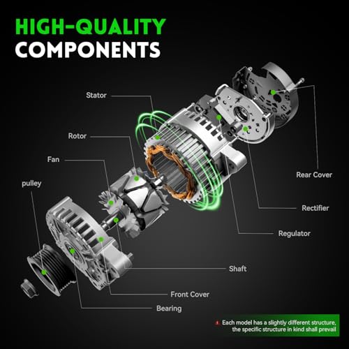 Image of 11573N New Alternator Replacement for 3.5L Honda Odyssey 2011-2013, Pilot 2012-2015, Ridgeline 2012-2014, Replace 104210-1240 9764219-124 31100-RV0-A01, V6 12V 130 Amp