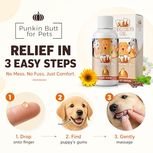Image of Punkin Butt for Pets Puppy Teething Oil to Stop Chewing and Relieve Discomfort | All Natural, Organic, Safe for Dogs, Chemical-Free (2 oz)