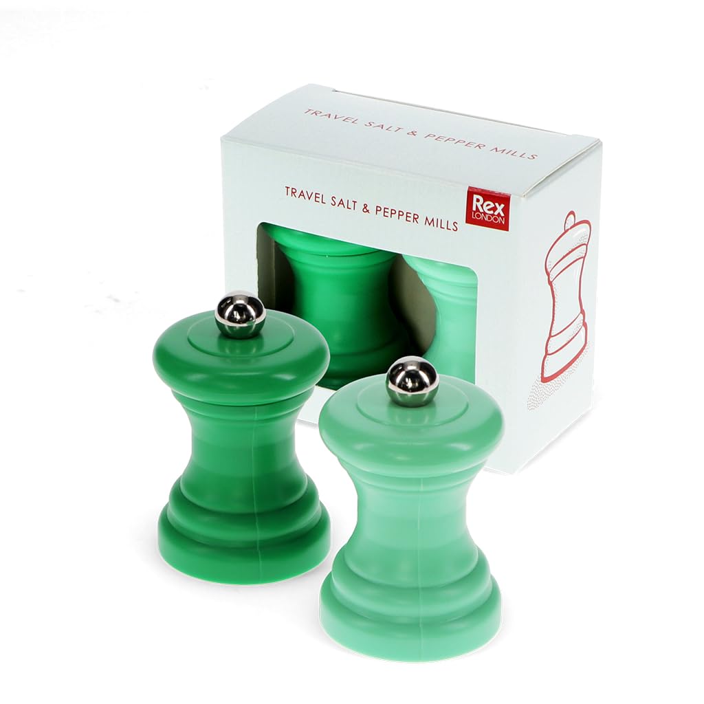 REX London Salt and Pepper Shakers Set, Modern Table Seasoning Pots, Compact Salt Dispenser and Pepper Pot, Stylish Kitchen Dining Accessories, Novelty Design Salt & Pepper Set