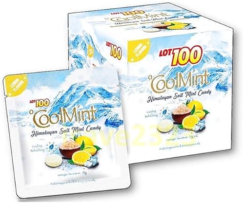 Caramelo refrescante de sal y menta del Himalaya, sabor a limón duro energético sabor LOT100 (limón, paquete de 12)