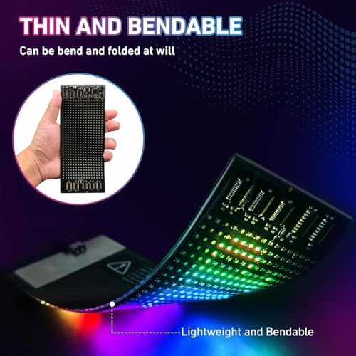 Image of RCUICA 1 Pack Led Devil Eyes for Cars, 2.8 * 6.8 inch /70 * 173mm DIY Car Dynamic LED Smart Colorful Eye Lamp, Programmable Flexible Car Window LED Display Screen Panel, Soft Screen with Smart APP Control