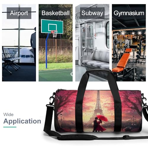 Couples Kiss in Paris Eiffel Tower Gym Bag Travel Duffel Bag Lightweight Carry On Weekender Bag Tote Bags for Women Men3