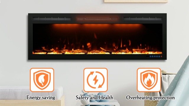 40 Inch Electric Fireplace - Recessed Or Wall Mounted With Colorful Flames, Remote, 1500W Heater