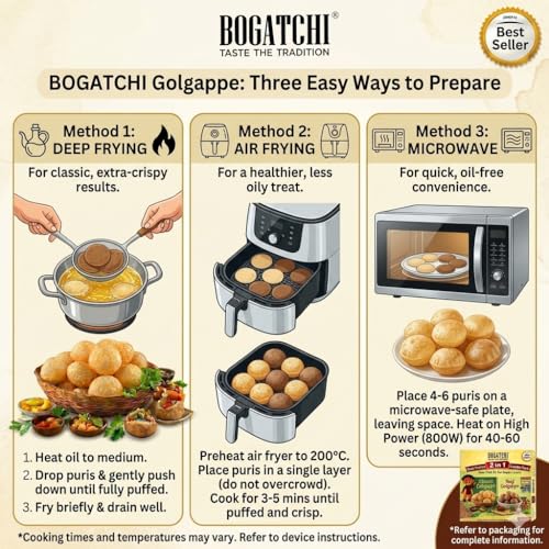Image of BOGATCHI 2-in-1 Gol Gappa Combo Pack - Classic Gol Gappe 200g + Ragi Gol Gappa 200g | Healthy Ragi Pani Puri Puris | Crispy Chaat Shells for Home Snacks, Parties & Street Food Lovers