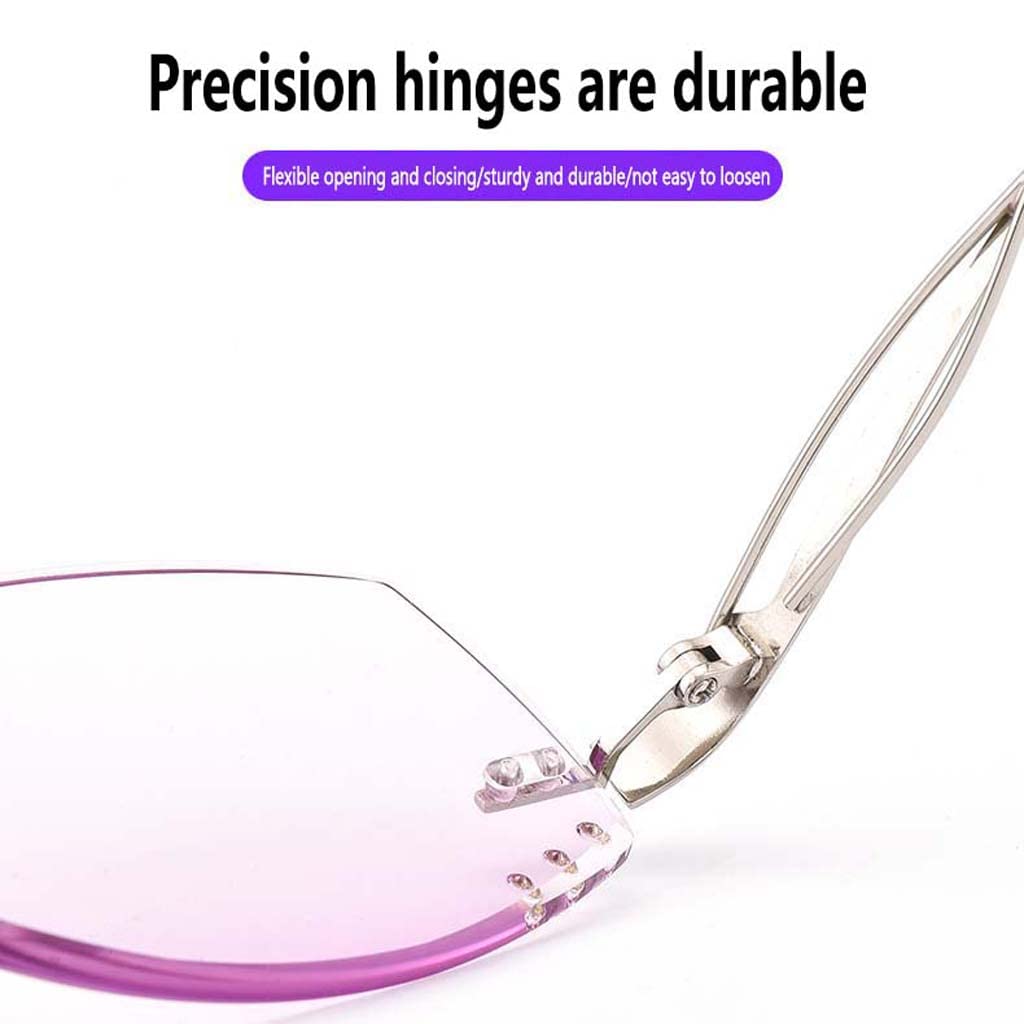 WZX Gafas de Lectura antifatiga ultraligeras, Gafas de Lectura antiazules multienfoque para Mujer, Gafas de Ordenador, Gafas antipresbicia para Ancianos sin Marco para Mujer