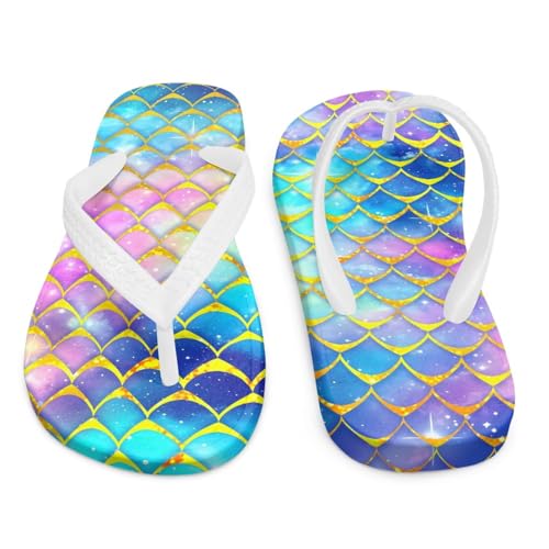 Mermaid Scales Print Girls Flip Flops Non Slip Princess Dress Thong Sandals for Summer Sport Water Shoes3