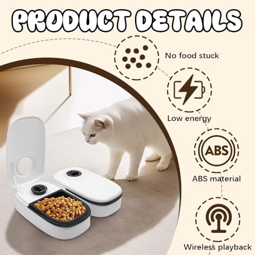 BIZOI Futterautomat Katze, 2 Mahlzeiten Katzenfutter Automat mit 48 Stunden Timer, 700ML Futterautomat für Katzen, Automatischer Futterspender für Katze und Hund zum Nassfutter und Trockenfutter
