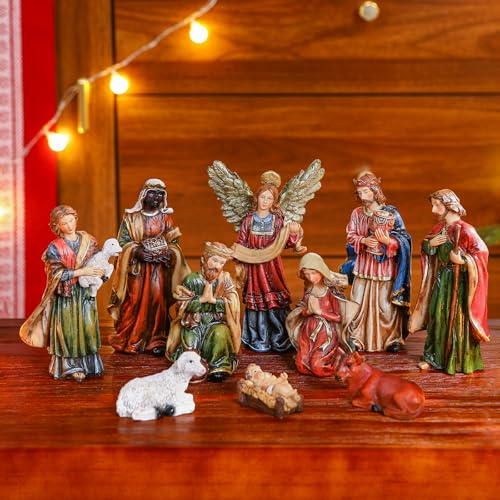 image for Alupssuc Nativity Set for Christmas, 10 Pieces 5.9 Inches Hand-Painted