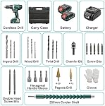 STANEW 20V MAX Perceuse à impact, ensemble de perceuse sans fil, kit de pilote de tournevis électrique avec 2 Batterie, chargeur rapide 1/2" sans clé 2 Réglage du couple à vitesse variable 18+3, 24 Accessoires pour pièces