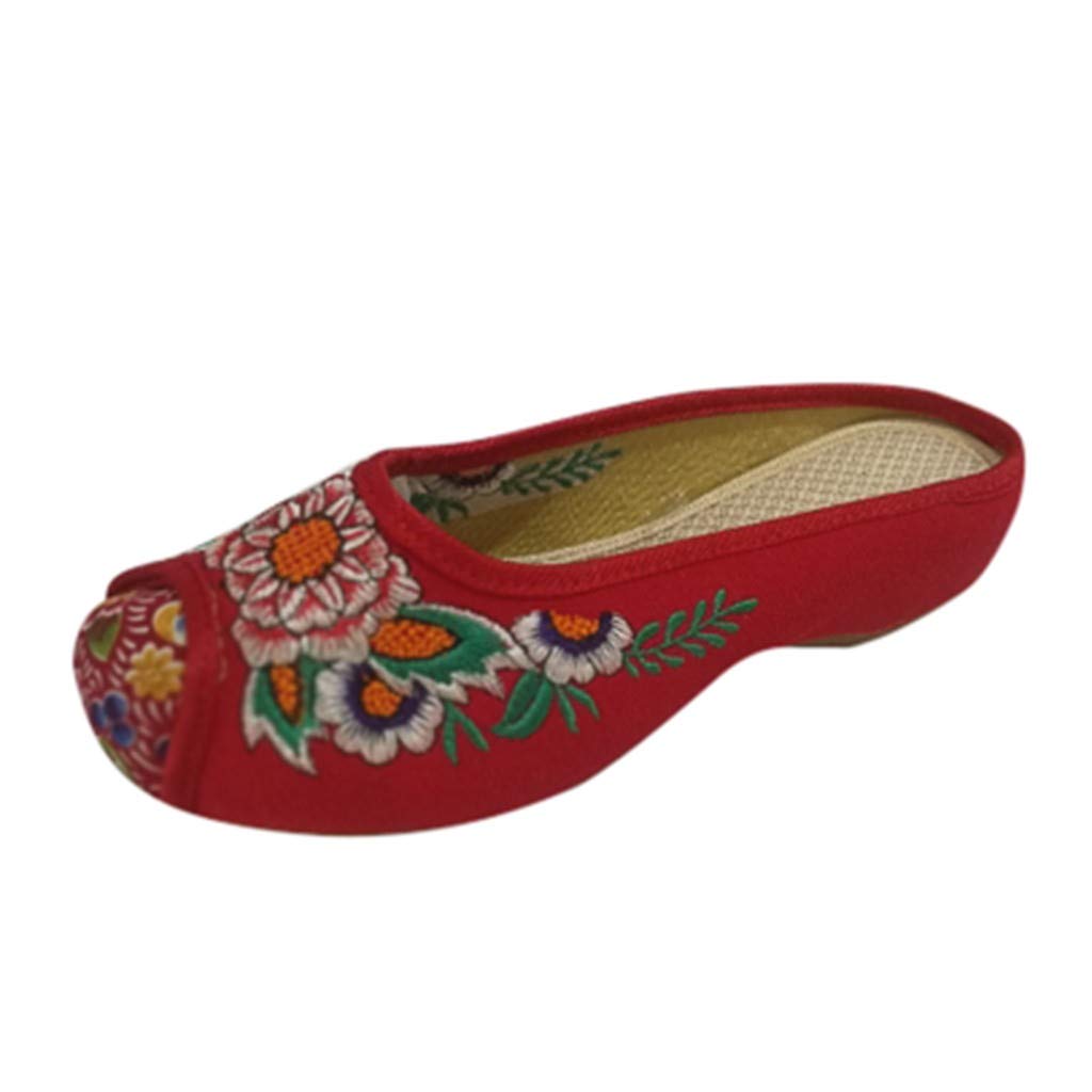 Old Beijing shoes sandals national wind embroidered tendon soles flowers single shoes women's shoes 