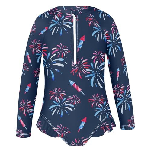 Aflyko 4th of July Girls' Rash Guard Swimsuit One-Piece Swimwear UPF 50+2